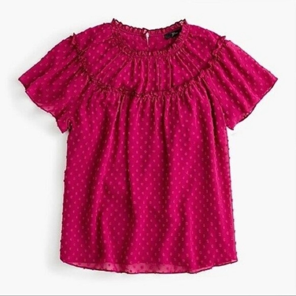 J. Crew Gathered Bib Top in Drapey Swiss Dot | Size XS